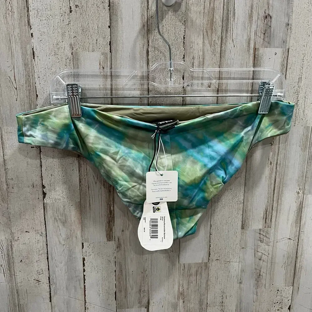 New! Prana Gemma Reversible Bikini Bottom Mirage Green Womens Size Large